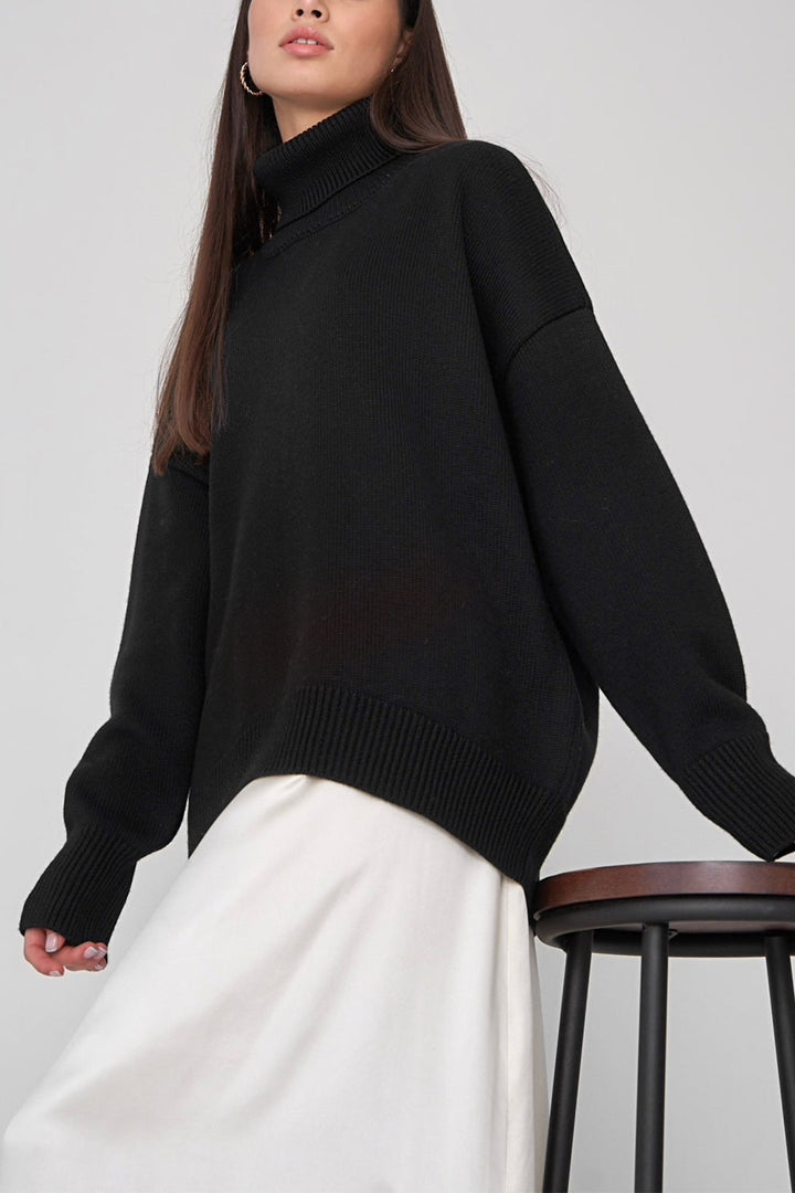 Marian Maglione Donna Oversize z Wysokim Kołnierzem – Miękki Sweter Zimowy o Luźnym Kroju