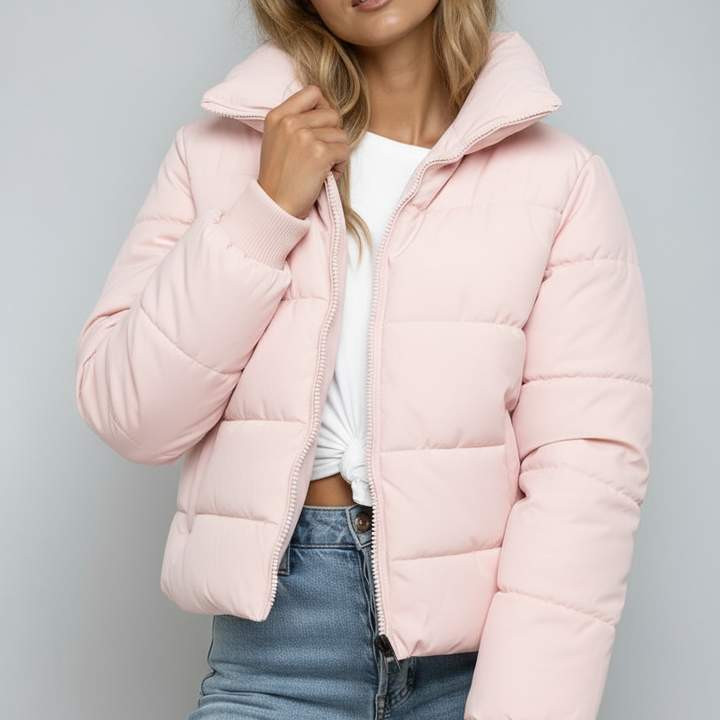 Chaqueta acolchada corta Mae Donna – Abrigo invernal con cuello alto moderno