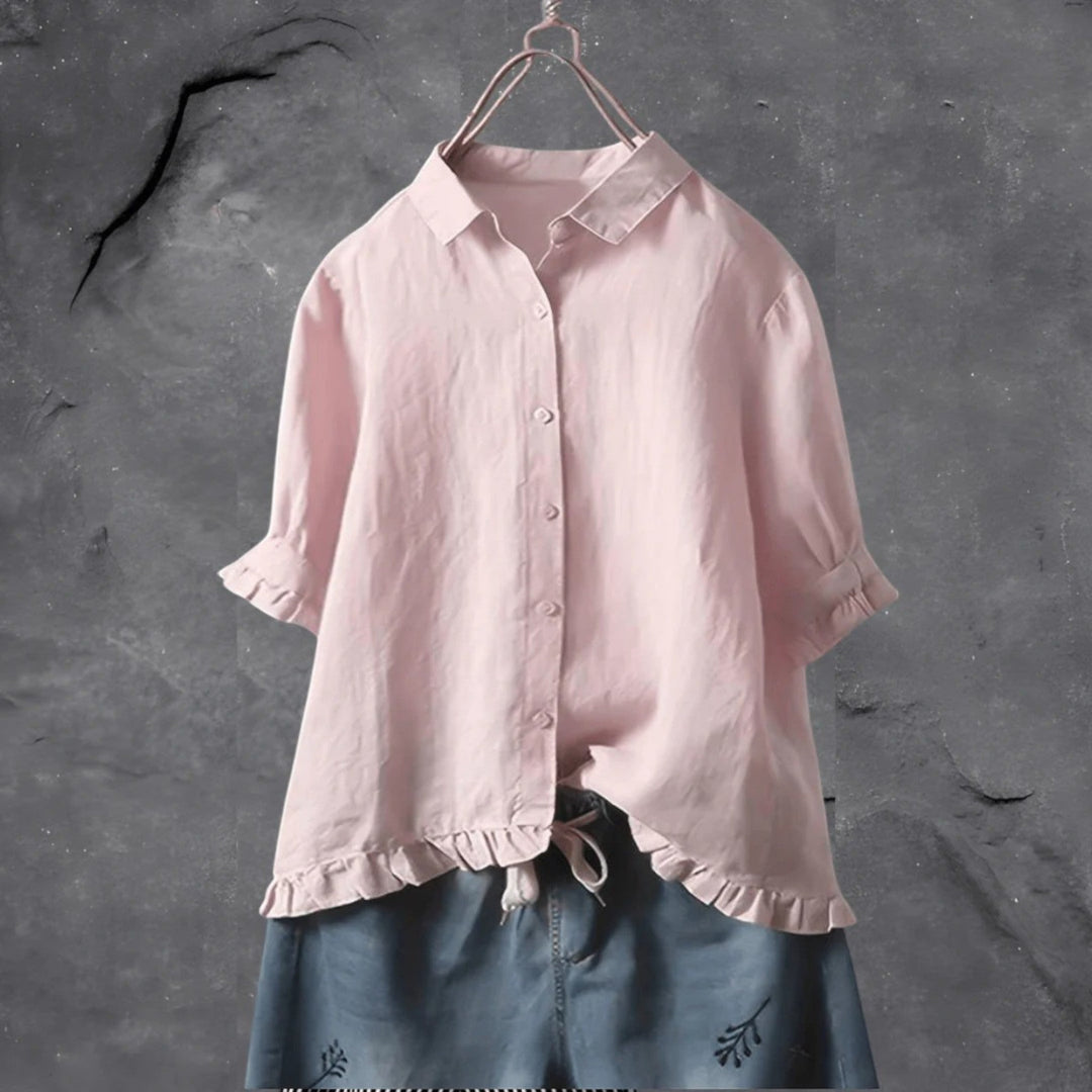 Comoda Camicia Con Volant Da Donna | Manica Corta