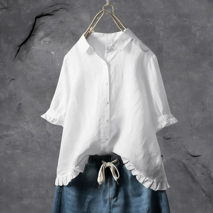 Comoda Camicia Con Volant Da Donna | Manica Corta