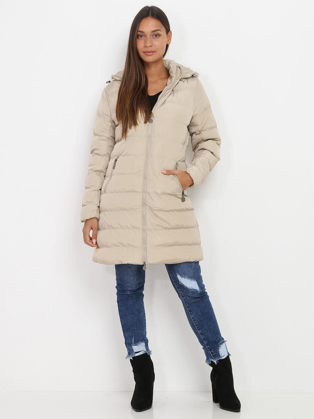 Geacă de iarnă Donna cu glugă | Fermoar