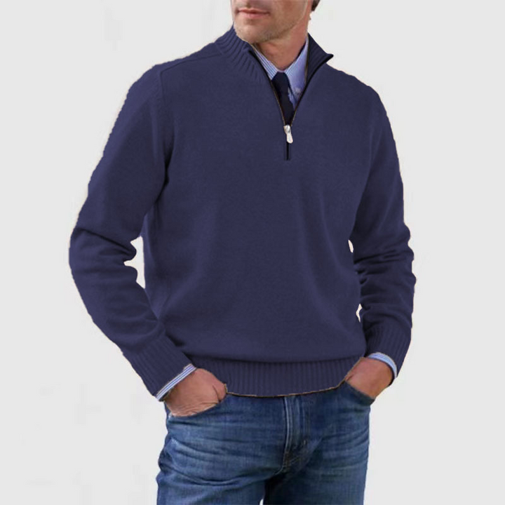 Arvid Maglione Hombre con Media Cremallera – Suéter de Punto con Cuello Alto de Estilo Elegante