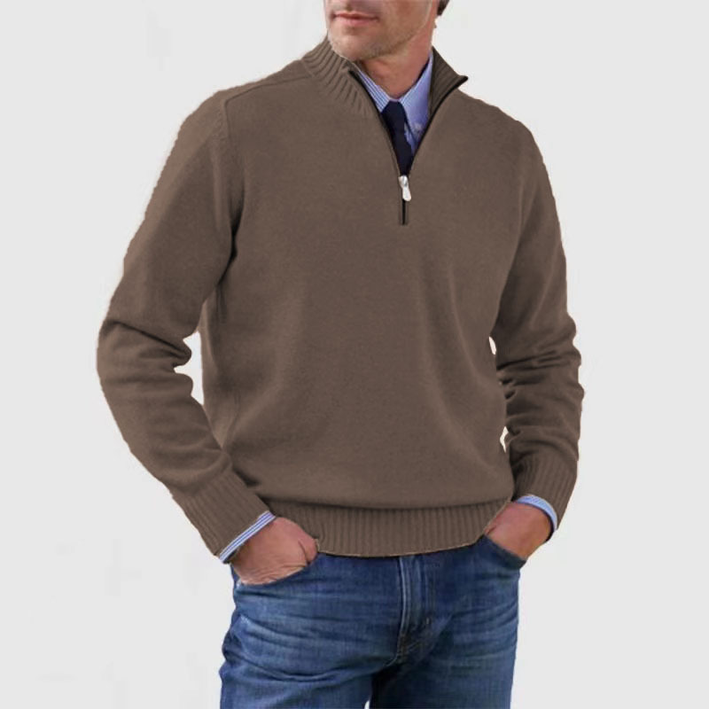 Arvid Maglione Hombre con Media Cremallera – Suéter de Punto con Cuello Alto de Estilo Elegante