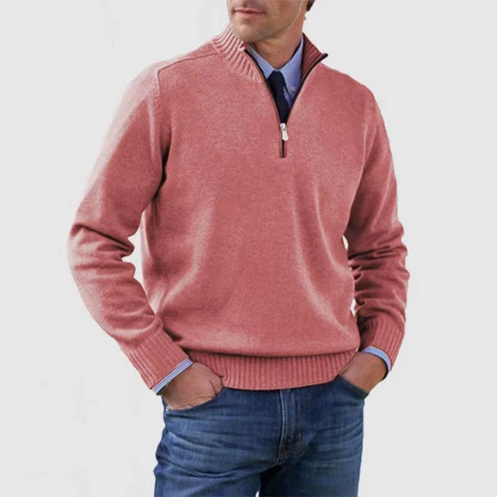 Arvid Maglione Hombre con Media Cremallera – Suéter de Punto con Cuello Alto de Estilo Elegante