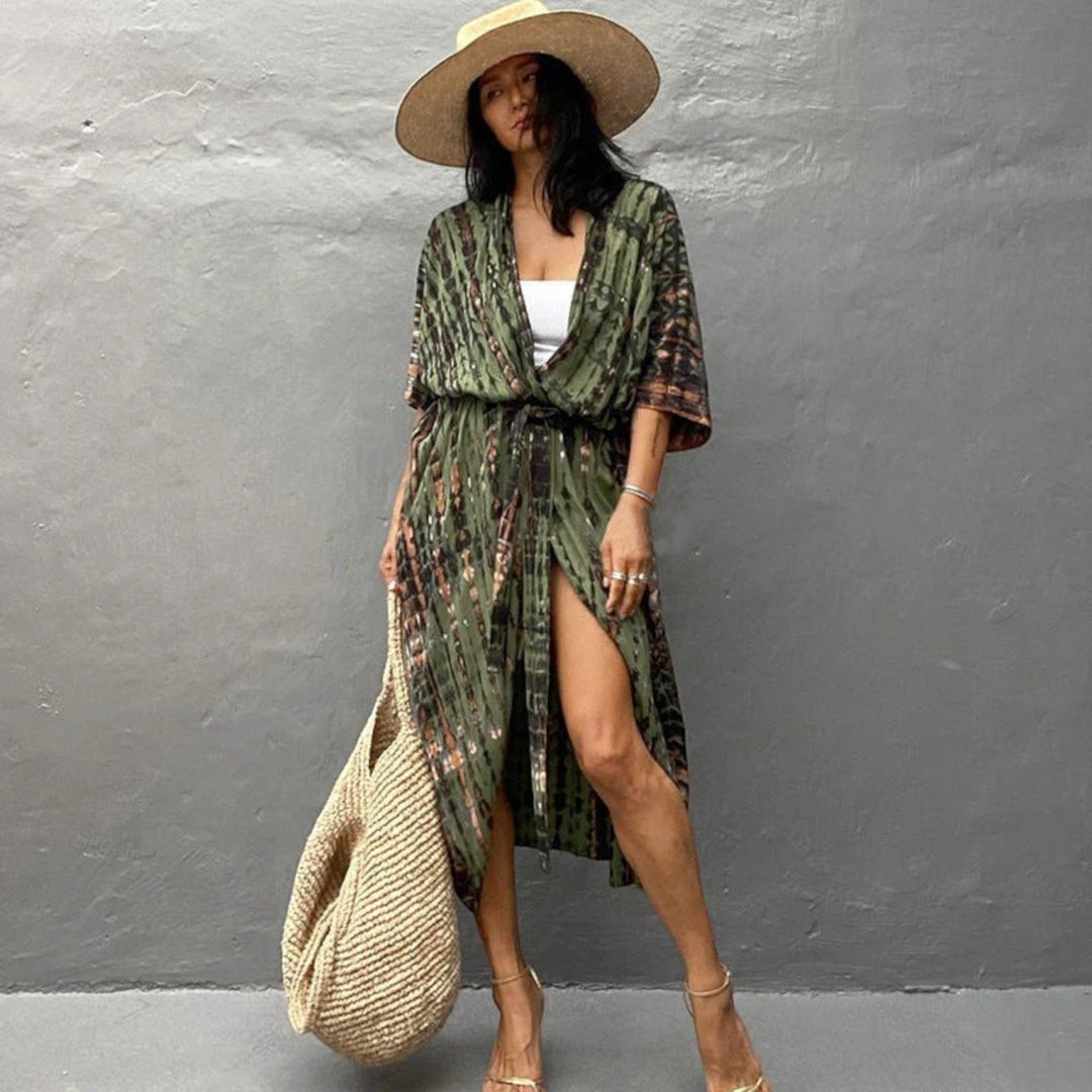 Női tie-dye mintás kimono takaró