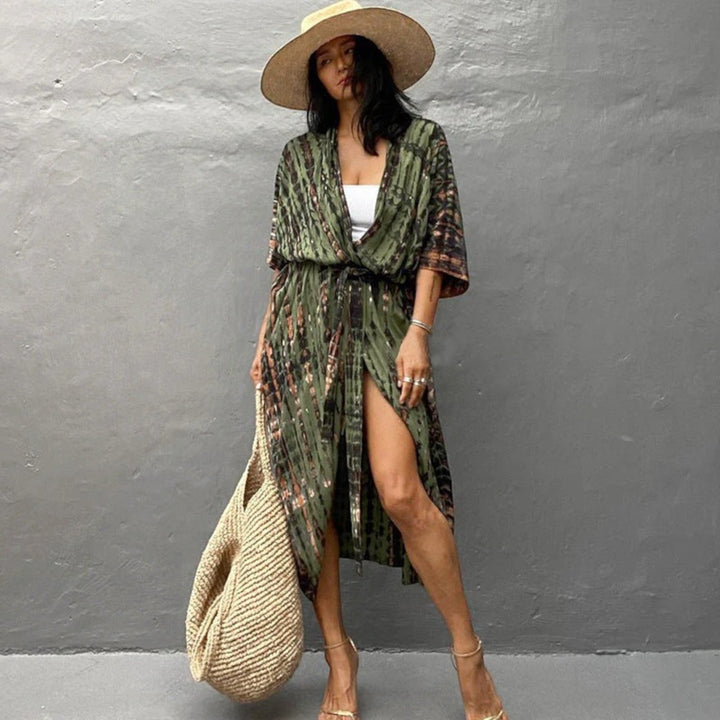 Női tie-dye mintás kimono takaró