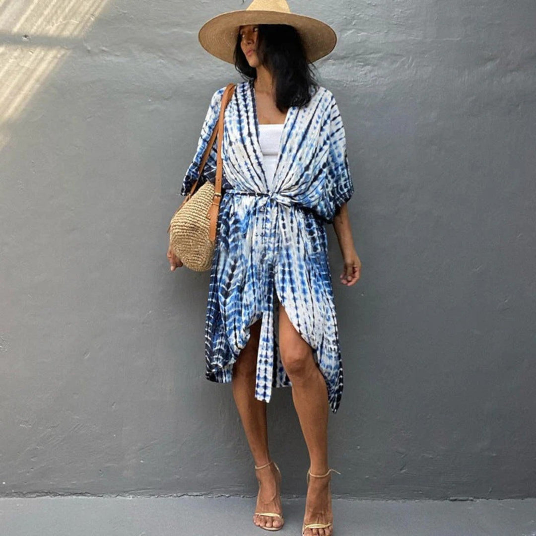 Női tie-dye mintás kimono takaró