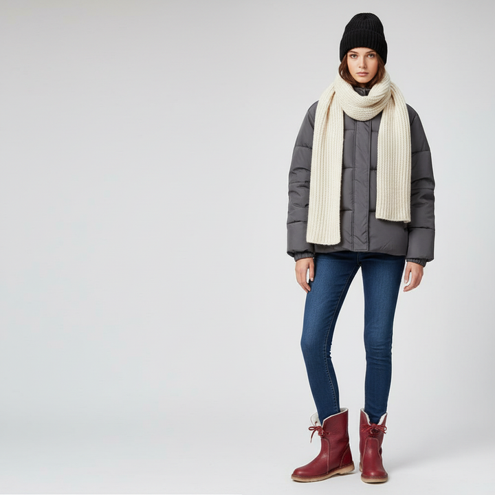 Bottes d'hiver en cuir pour femme – Imperméables avec doublure en peau de mouton et semelle antidérapante