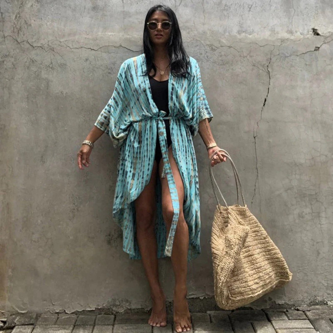 Női tie-dye mintás kimono takaró