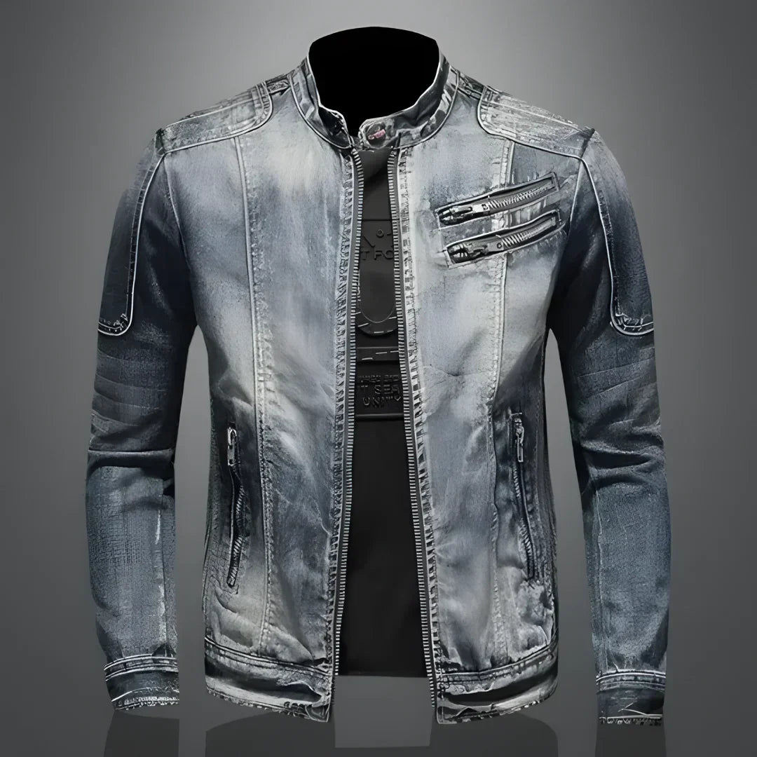Veste d'hiver en cuir pour homme | Avec détail zip