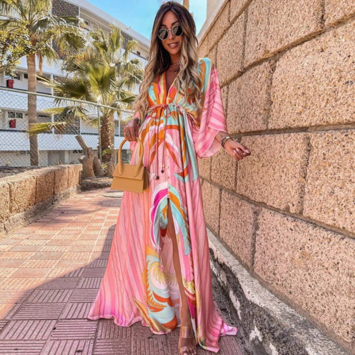 Elisa | Sukienka boho z dekoltem w serek dla kobiet | Maxi