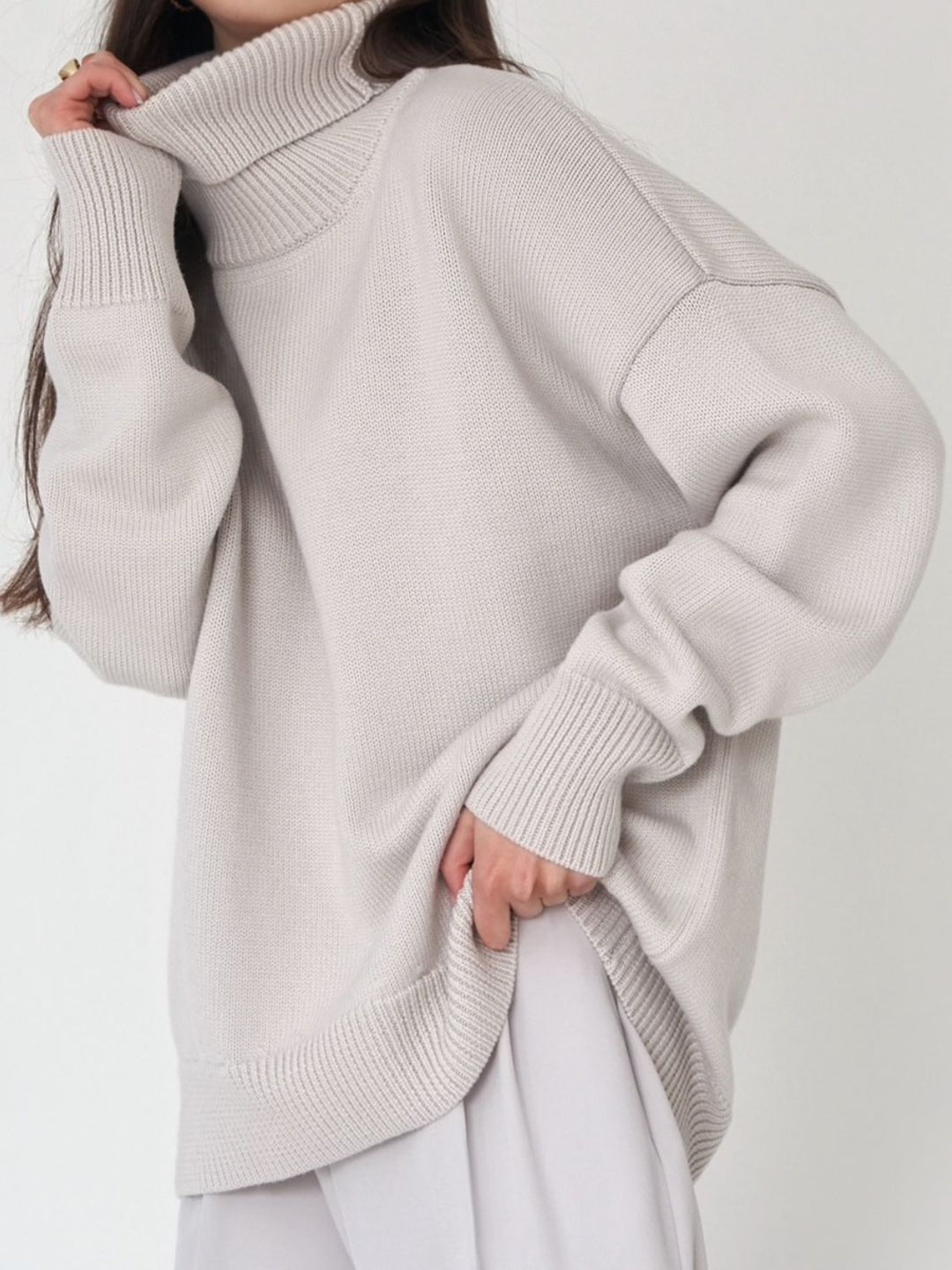 Marian Maglione Donna Oversize z Wysokim Kołnierzem – Miękki Sweter Zimowy o Luźnym Kroju