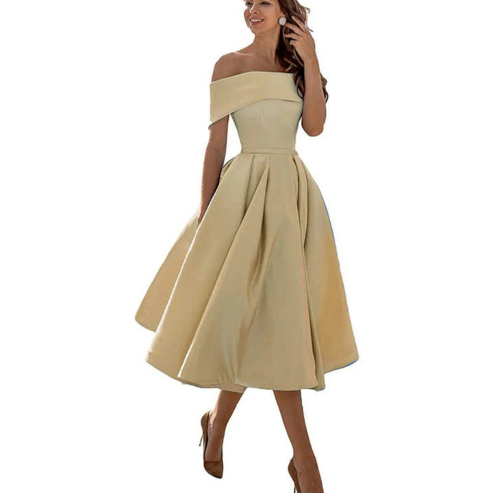 Amira | Sukienka koktajlowa damska z odkrytymi ramionami | Midi