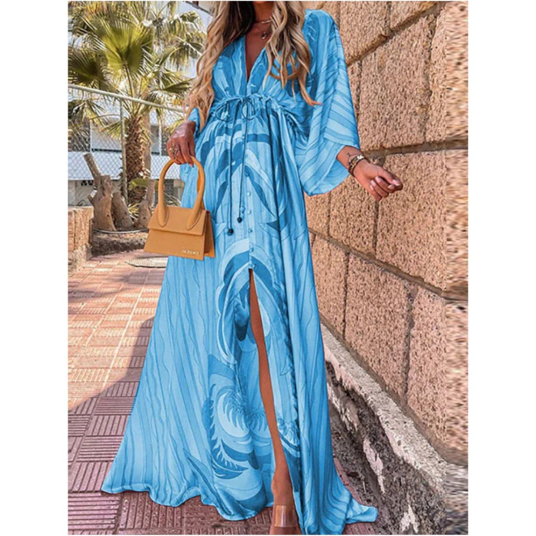 Elisa | Sukienka boho z dekoltem w serek dla kobiet | Maxi