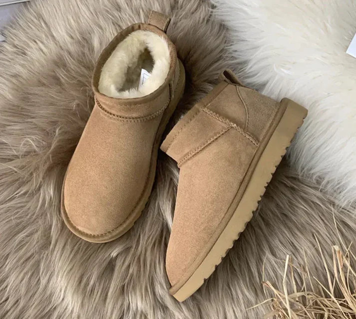 Shan Mini Botines para Mujer – Botines de Invierno con Efecto Ante y Forro Caliente
