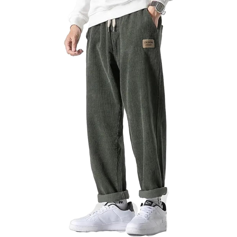 Spodnie męskie z aksamitu w prążki | Oversize