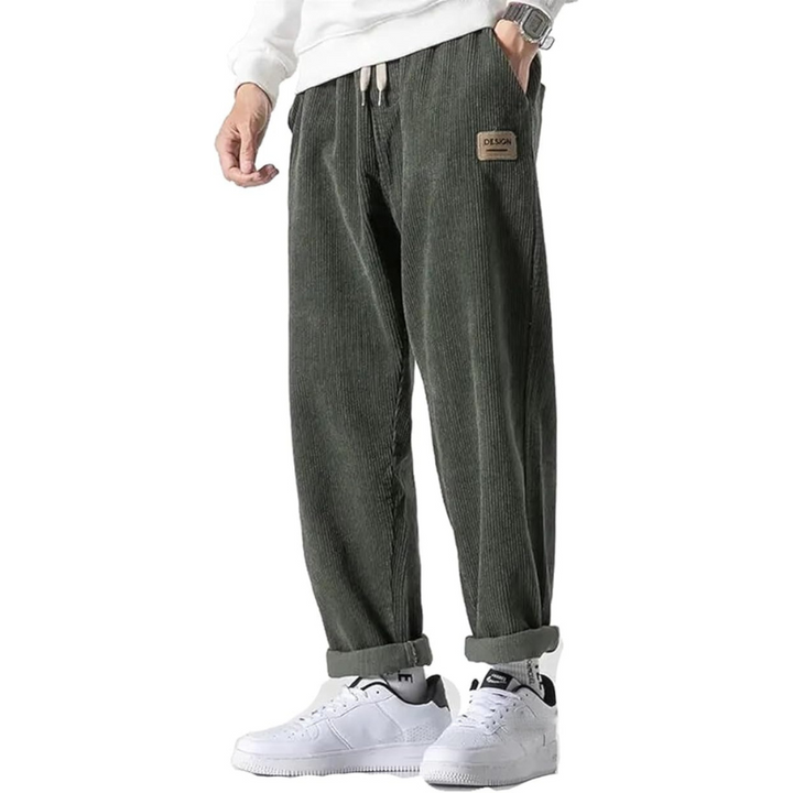 Spodnie męskie z aksamitu w prążki | Oversize