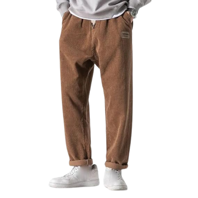 Spodnie męskie z aksamitu w prążki | Oversize
