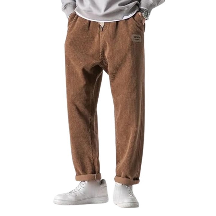 Spodnie męskie z aksamitu w prążki | Oversize