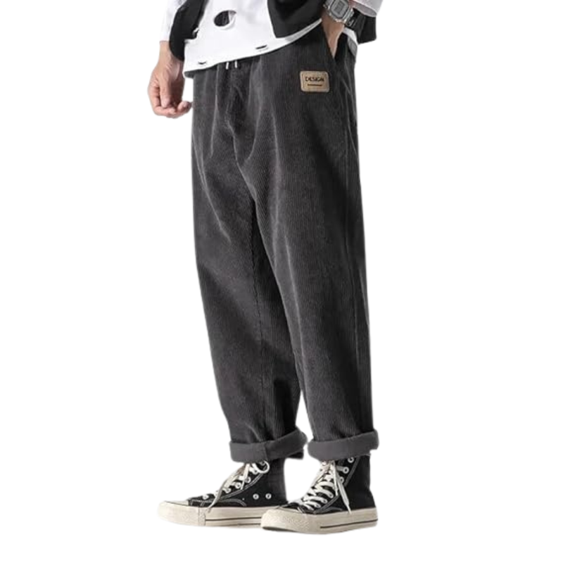 Spodnie męskie z aksamitu w prążki | Oversize