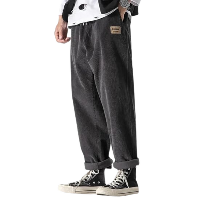 Spodnie męskie z aksamitu w prążki | Oversize