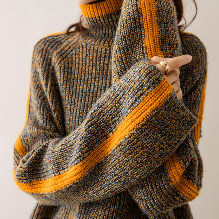 Pulover cu guler înalt tricotat pentru femei pentru iarnă | Oversize