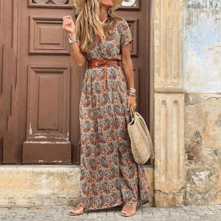 Aurora | Abito Estivo Bohémien Con Scollo A V Per Donna | Maxi