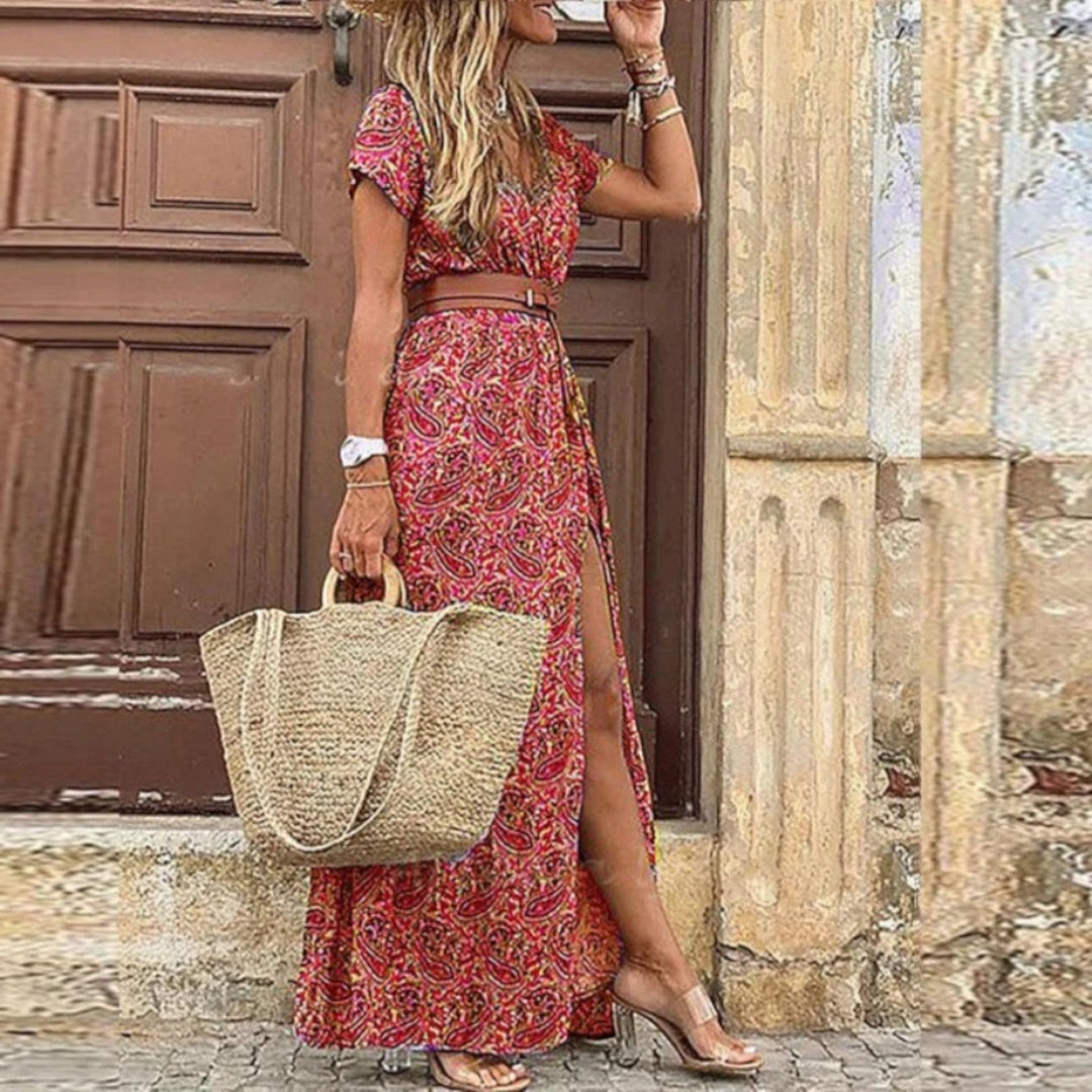 Aurora | Abito Estivo Bohémien Con Scollo A V Per Donna | Maxi