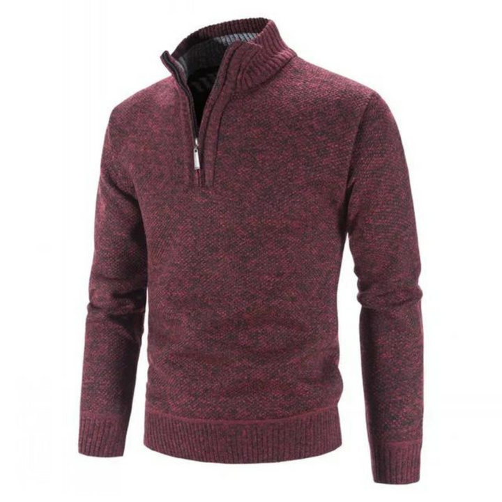 Suéter de invierno tejido a mano para hombre | Media cremallera