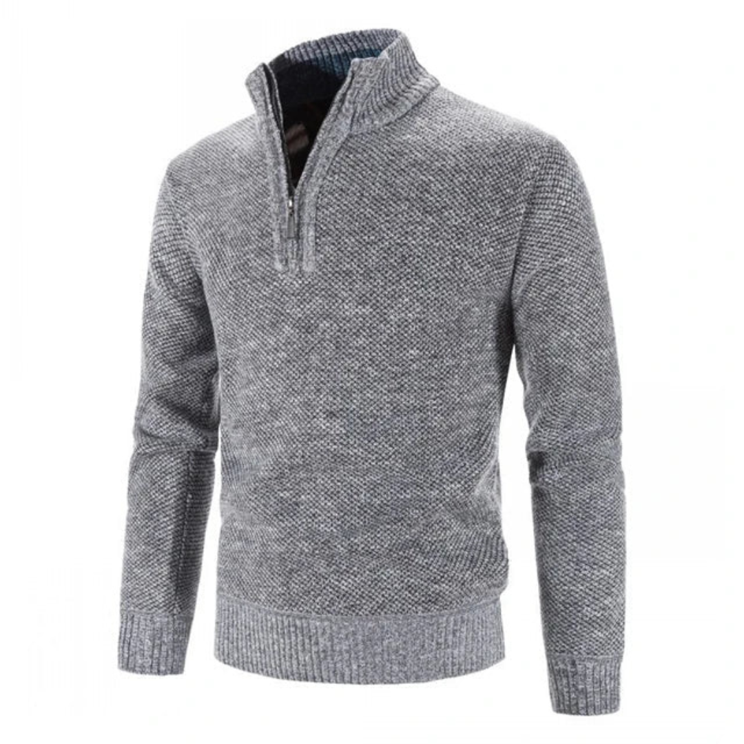 Suéter de invierno tejido a mano para hombre | Media cremallera