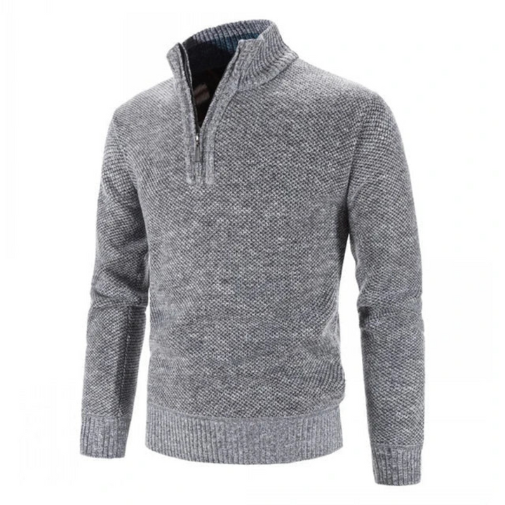 Suéter de invierno tejido a mano para hombre | Media cremallera