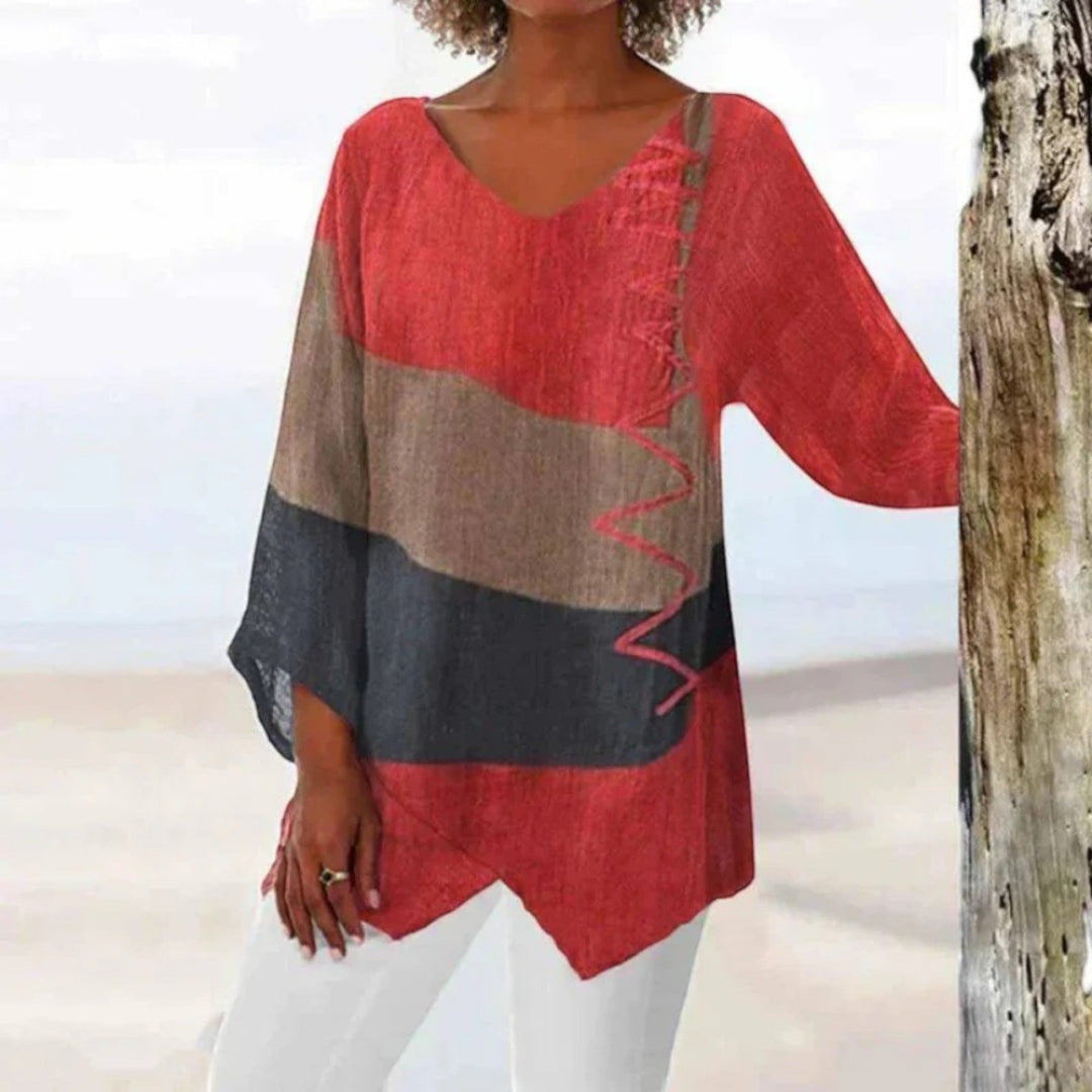 Calista | Camicetta Casual Con Scollo A V Da Donna | Manica Lunga