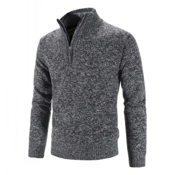 Suéter de invierno tejido a mano para hombre | Media cremallera