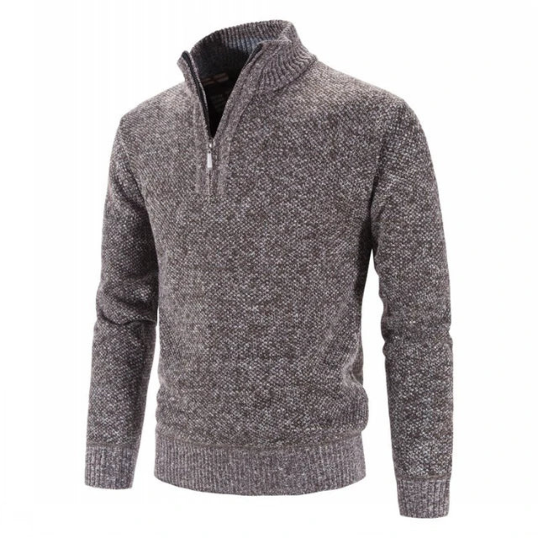 Suéter de invierno tejido a mano para hombre | Media cremallera