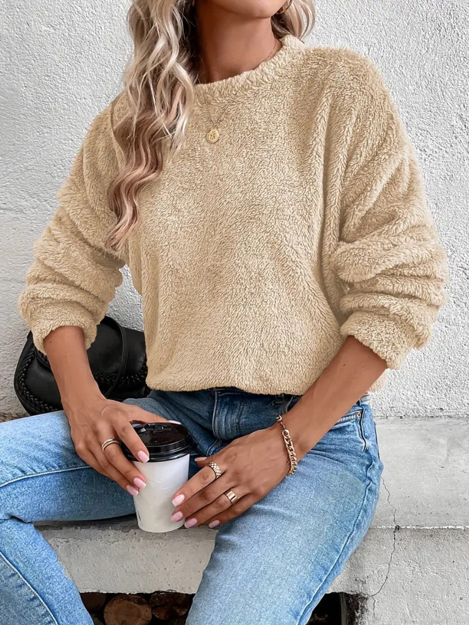 Vivian Maglione Fleece Dame – Myk og Varm Genser med Romslig Passform og Casual Stil