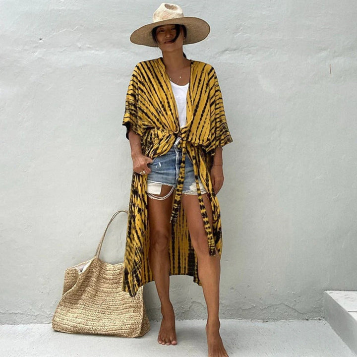 Női tie-dye mintás kimono takaró