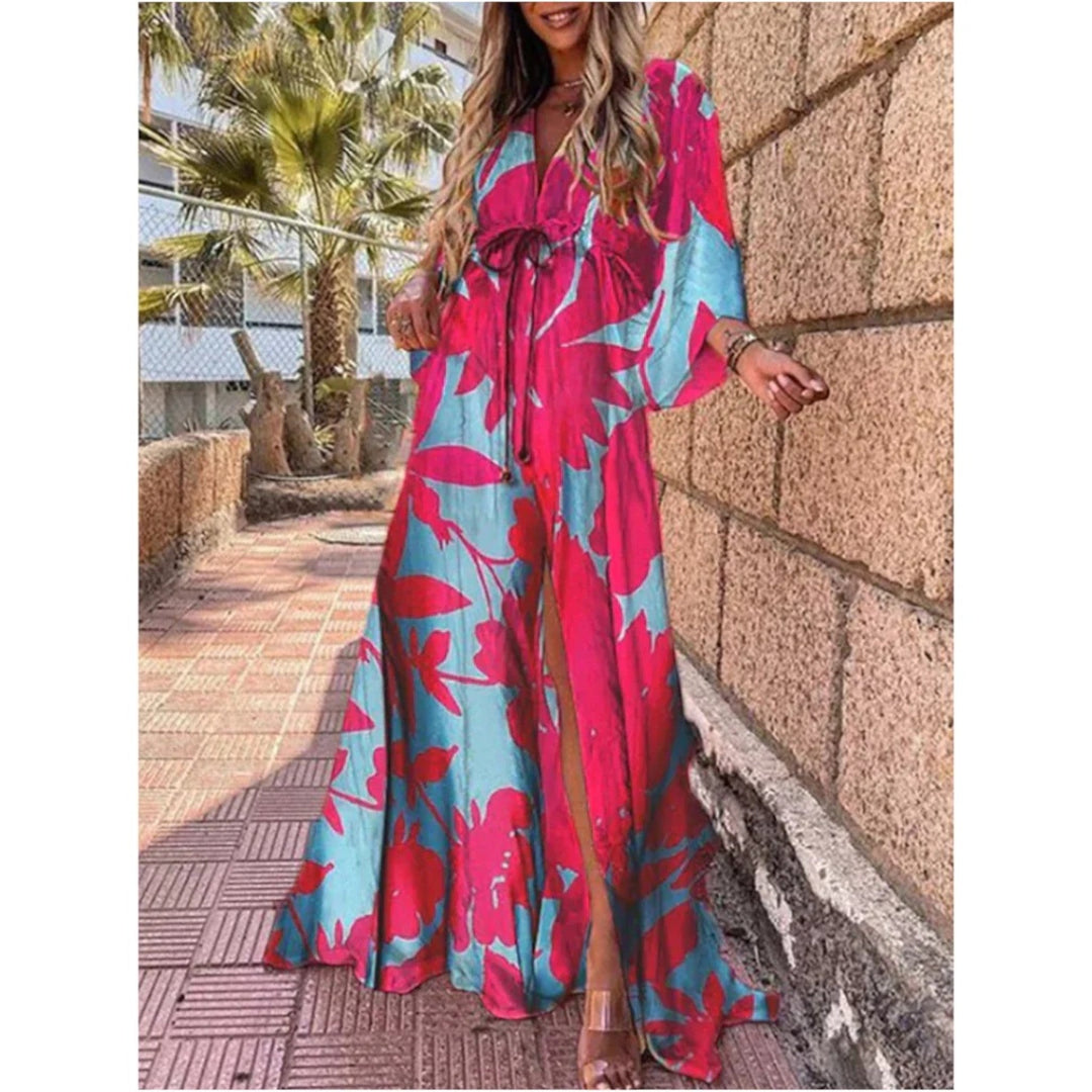 Elisa | Sukienka boho z dekoltem w serek dla kobiet | Maxi