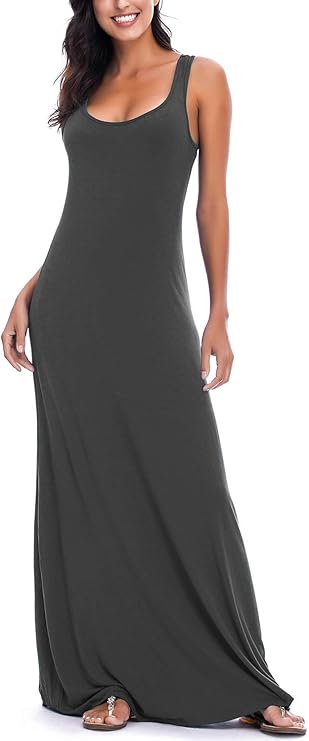 Vestido Maxi Renny para Mujer – Sin Mangas, Escote Redondo y Tejido Elástico