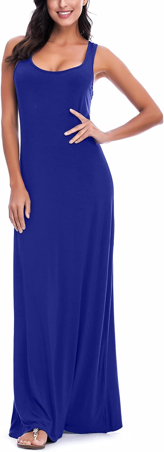 Vestido Maxi Renny para Mujer – Sin Mangas, Escote Redondo y Tejido Elástico