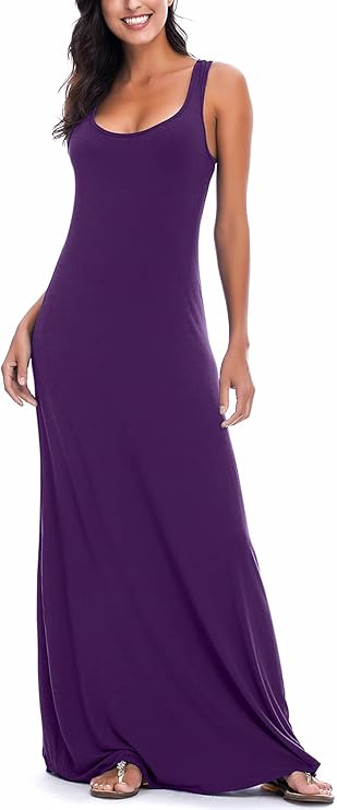 Vestido Maxi Renny para Mujer – Sin Mangas, Escote Redondo y Tejido Elástico