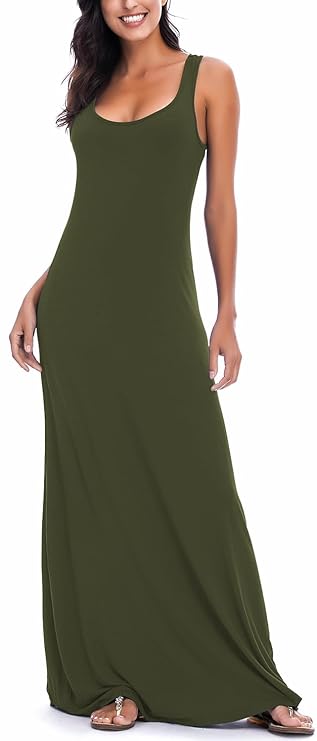 Vestido Maxi Renny para Mujer – Sin Mangas, Escote Redondo y Tejido Elástico