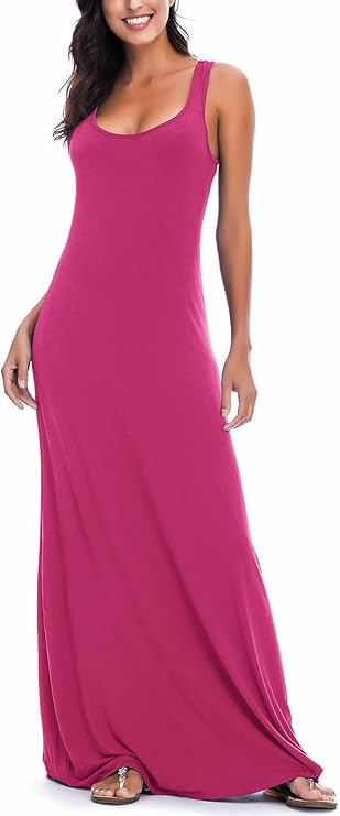Vestido Maxi Renny para Mujer – Sin Mangas, Escote Redondo y Tejido Elástico