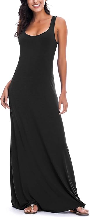 Vestido Maxi Renny para Mujer – Sin Mangas, Escote Redondo y Tejido Elástico