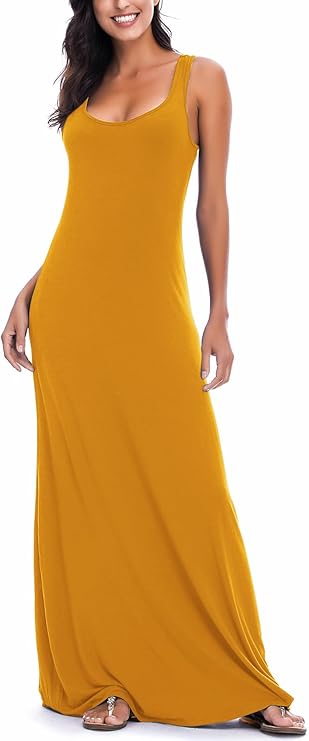 Vestido Maxi Renny para Mujer – Sin Mangas, Escote Redondo y Tejido Elástico