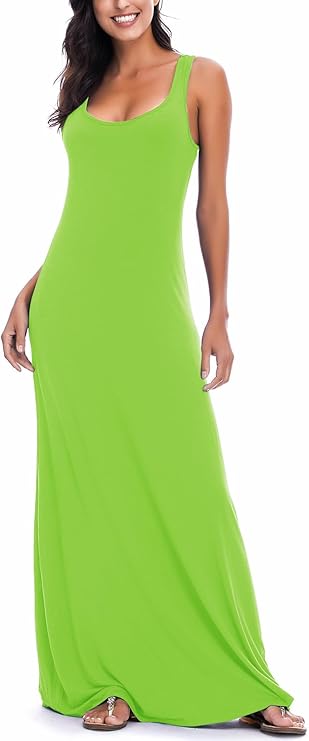 Vestido Maxi Renny para Mujer – Sin Mangas, Escote Redondo y Tejido Elástico