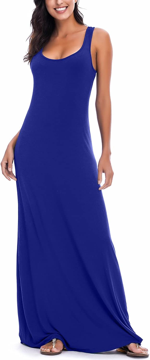 Vestido Maxi Renny para Mujer – Sin Mangas, Escote Redondo y Tejido Elástico