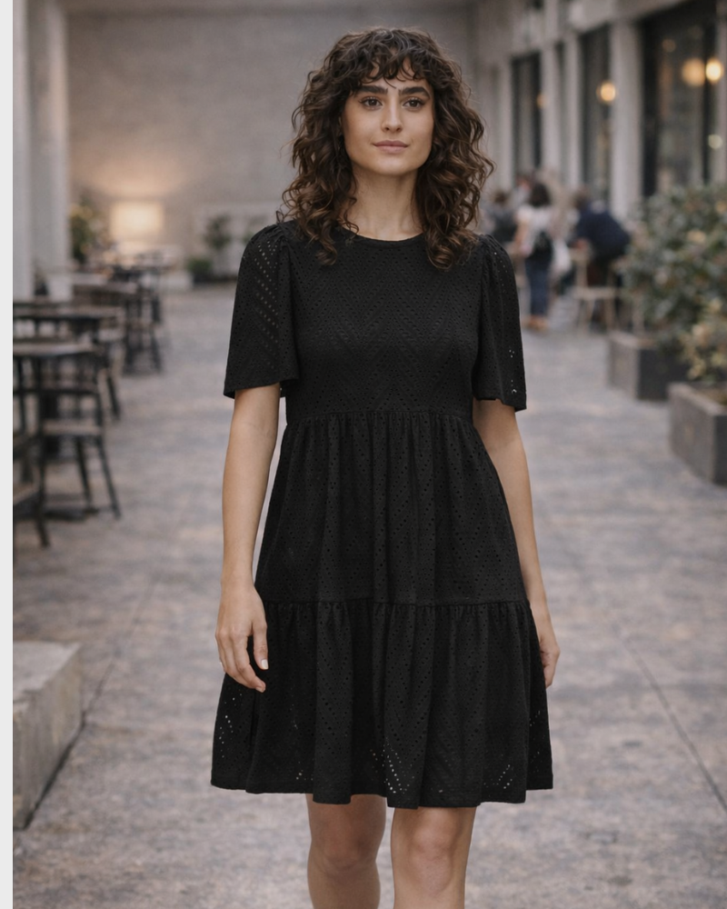Althea Rochie Mini pentru Femei – Mâneci Scurte, Model Decupat & Croială A-Line de Vară