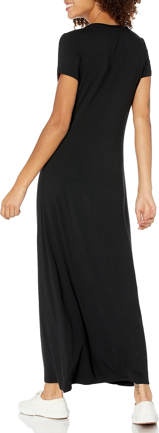 Runa Vestido Maxi Mujer – Mangas Cortas, Tejido Elástico y Estilo Casual Elegante