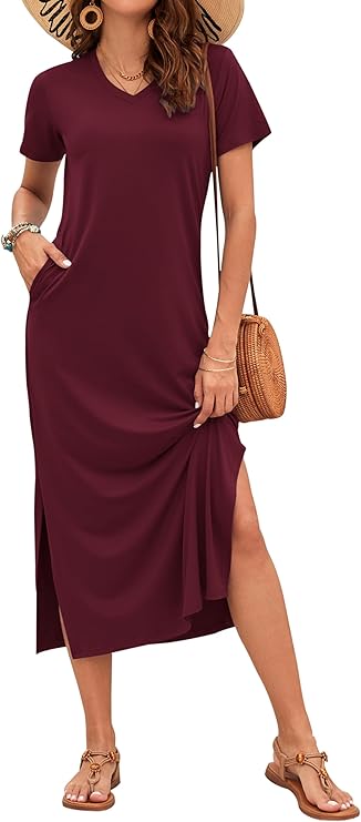 Vestido Maxi Rylie para Mujer – Estampado Floral, Escote en V y Bolsillos Casual de Verano