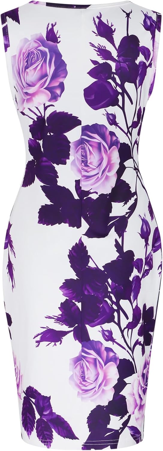 Freya Midi-Kleid Damen – Lila Blumenmuster, Ärmellos & Lässiger Sommerstil